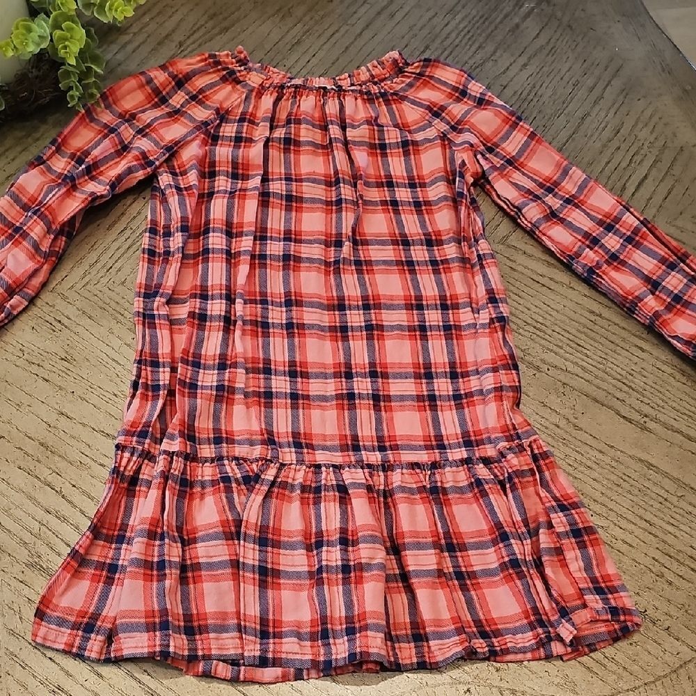 Red and Blue Plaid Long Sleeve Dress Size 8 H&M
